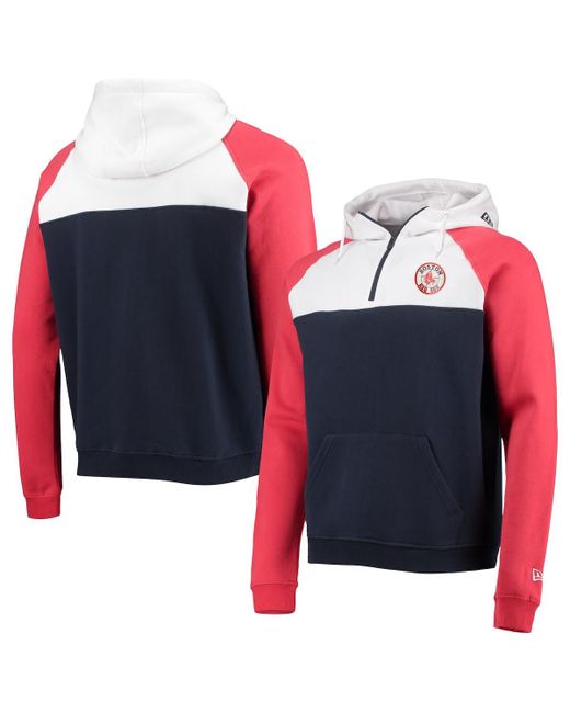 New Era White Boston Red Sox Cooperstown Collection Quarter-Zip Hoodie