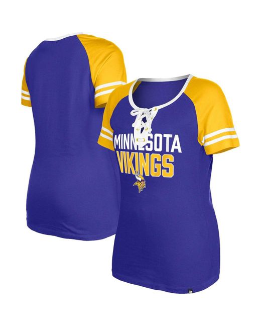 New Era Minnesota Vikings Raglan Lace-Up T-shirt