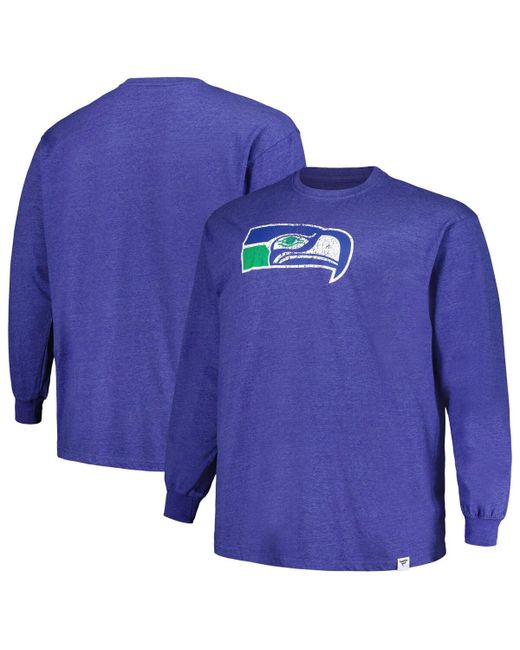 Profile Distressed Seattle Seahawks Big and Tall Throwback Long Sleeve T-shirt