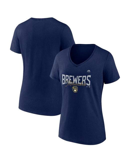 Profile Milwaukee Brewers Plus Wordmark V-Neck T-shirt