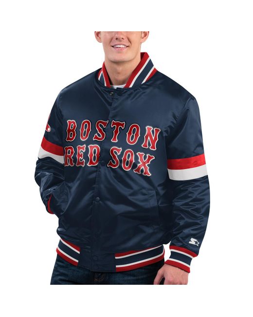 Starter Distressed Boston Red Sox Home Game Satin Full-Snap Varsity Jacket