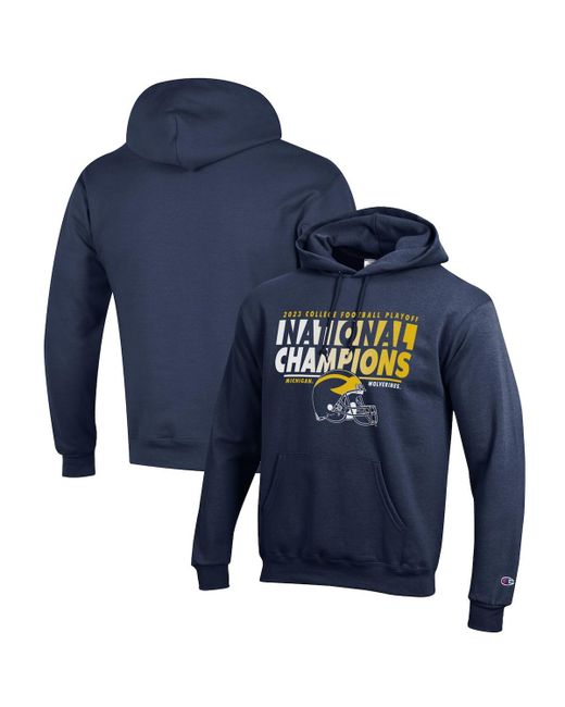 Champion Michigan Wolverines College Football Playoff 2023 National Champions Helmet Pullover Hoodie