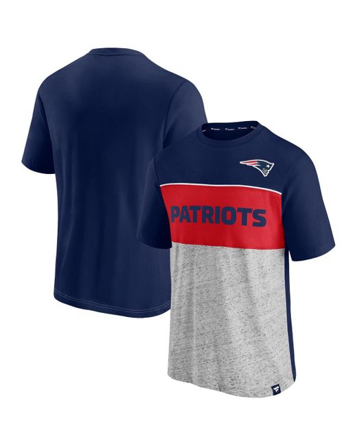 Fanatics and Heathered Gray New England Patriots Colorblock T-shirt