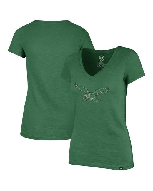 '47 Brand 47 Brand Distressed Philadelphia Eagles Throwback Scrum V-Neck T-shirt