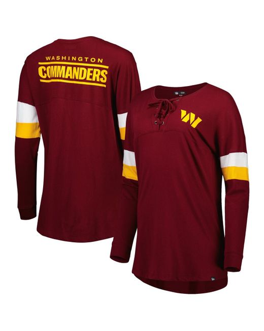 New Era Washington Commanders Athletic Varsity Lace-Up Long Sleeve T-shirt