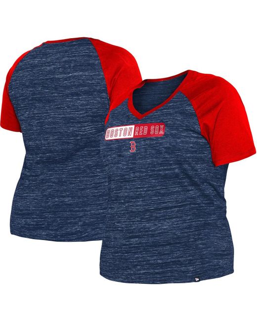 New Era Boston Red Sox Plus Space Dye Raglan V-Neck T-shirt