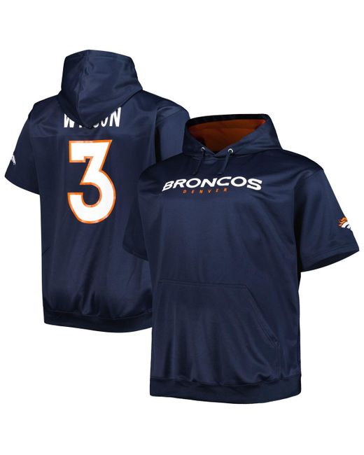 Profile Russell Wilson Denver Broncos Big and Tall Short Sleeve Pullover Hoodie