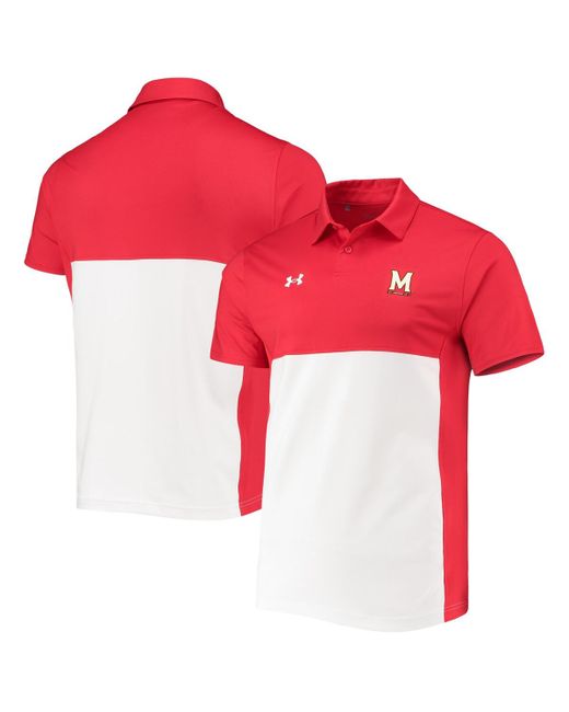 Under Armour White Maryland Terrapins 2022 Blocked Coaches Performance Polo Shirt