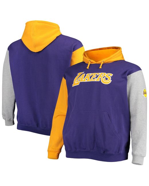 Fanatics and Gold Los Angeles Lakers Big Tall Double Contrast Pullover Hoodie