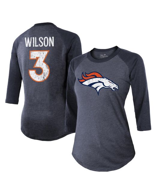 Majestic Threads Russell Wilson Denver Broncos Name Number Raglan 3/4 Sleeve T-shirt
