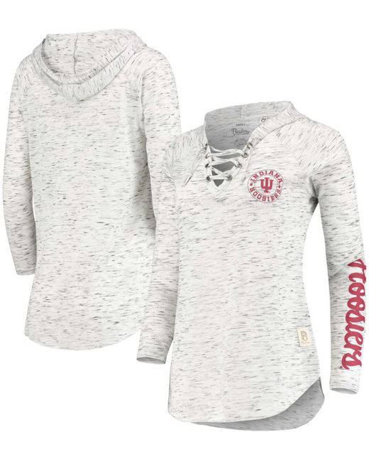 Pressbox Indiana Hoosiers Kate Space Dye Lace-Up Long Sleeve T-Shirt