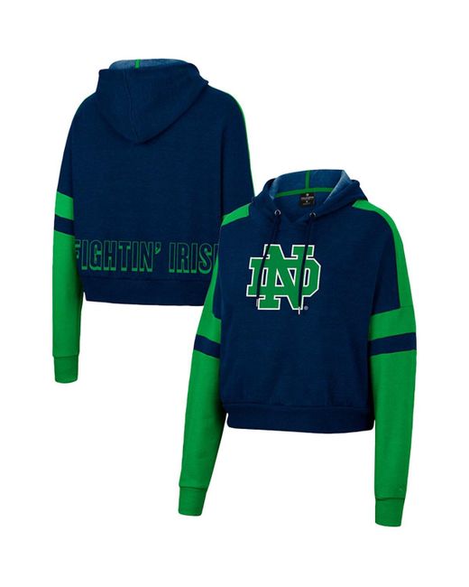 Colosseum Notre Fighting Irish Throwback Stripe Arch Logo Cropped Pullover Hoodie