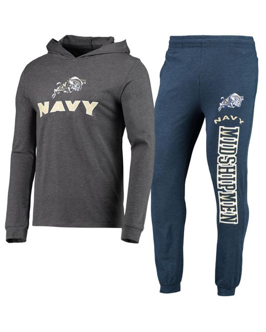 Concepts Sport Heather Charcoal Midshipmen Meter Long Sleeve Hoodie T-shirt and Jogger Pajama Set
