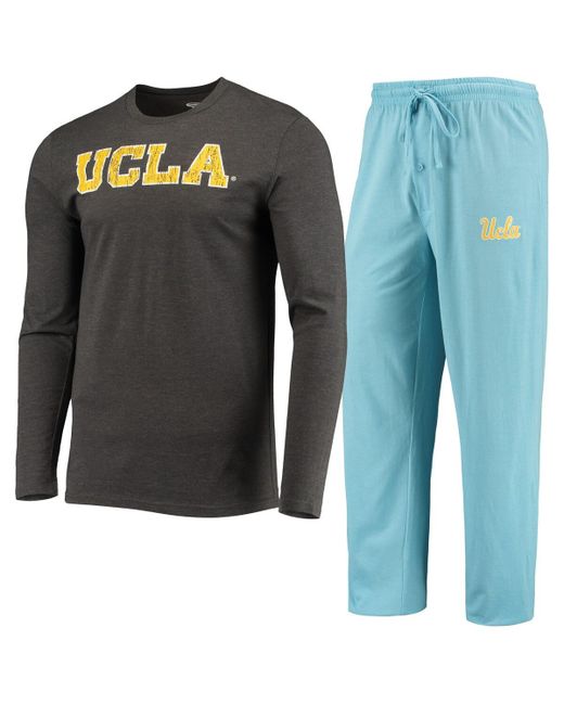 Concepts Sport Heathered Charcoal Distressed Ucla Bruins Meter Long Sleeve T-shirt and Pants Sleep Set Charc
