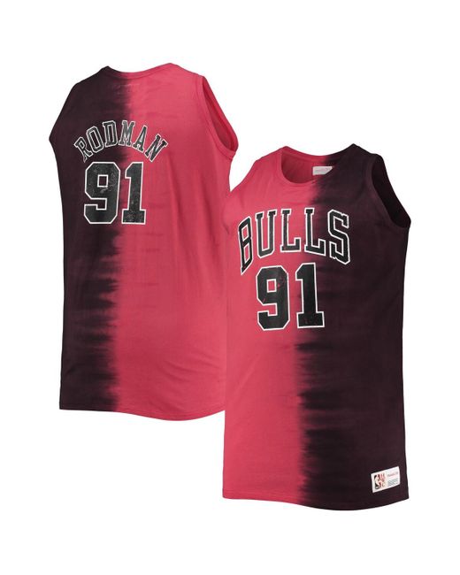 Mitchell & Ness Dennis Rodman Red Chicago Bulls Big and Tall Profile Tie-Dye Player Tank Top