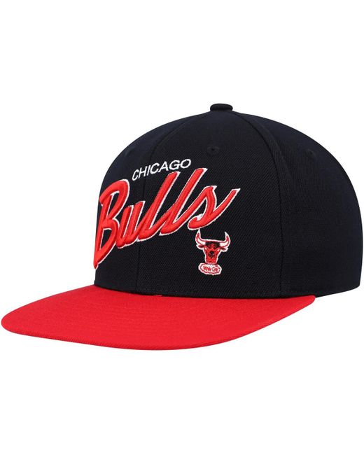 Mitchell & Ness Red Chicago Bulls Team Script 2.0 Fitted Hat