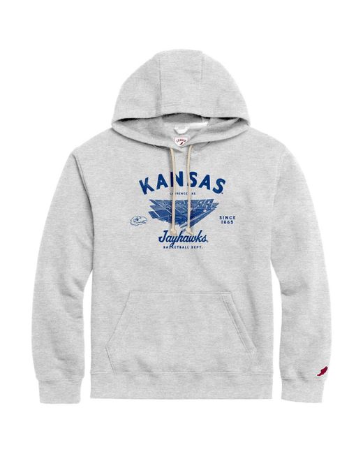 League Collegiate Wear Distressed Kansas Jayhawks Stadium Essential Pullover Hoodie