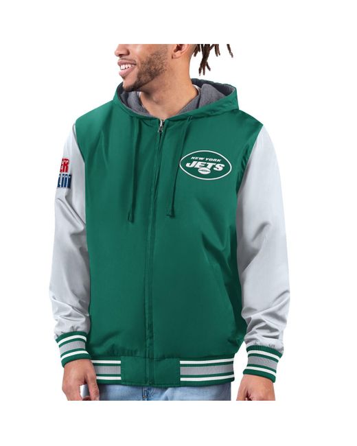 G-iii Sports By Carl Banks Gray New York Jets Commemorative Reversible Full-Zip Jacket