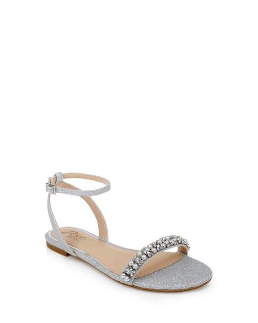 Jewel Badgley Mischka Daria Rhinestone Embellished Evening Flat Sandals
