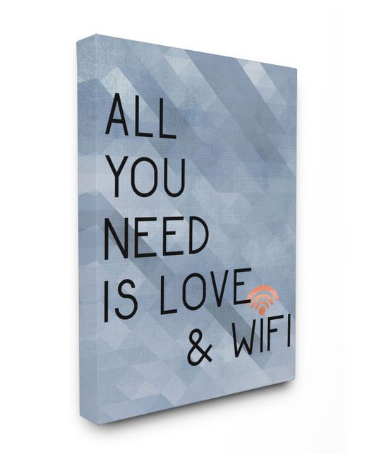 Stupell Industries All You Need is Love and WiFi Blue Typography Cavnas Wall Art 16 x 20