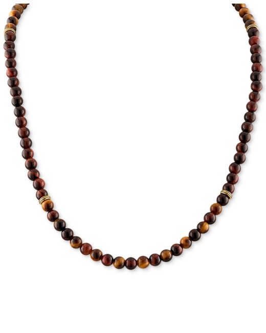 Esquire Men's Jewelry Red Tiger Eye Statement Necklace 18k Gold-Plated Sterling Created by