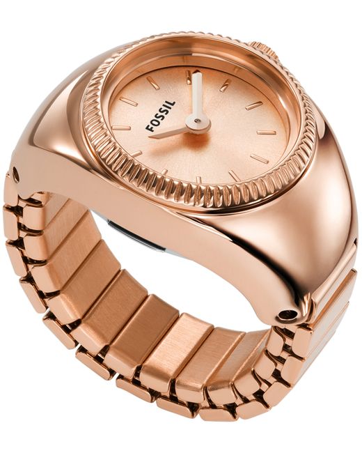 Fossil Womens Ring Watch Two-Hand Stainless Steel Bracelet 15mm