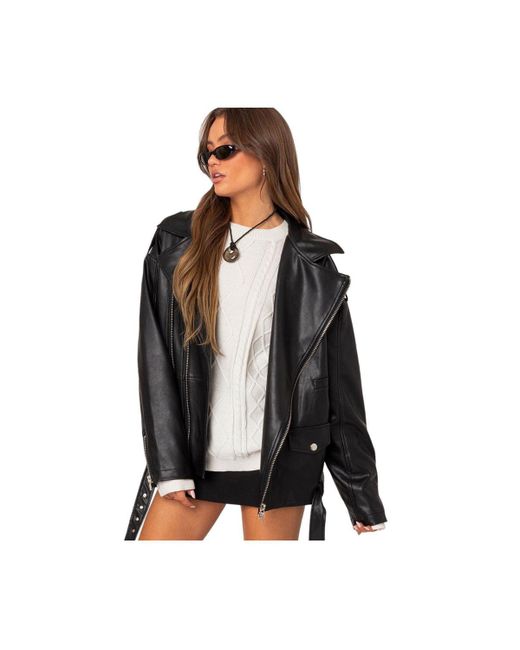 Edikted Wrenley oversized faux leather jacket