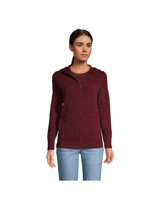 Lands' End Cashmere Front Zip Hoodie Sweater