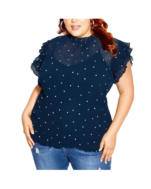 City Chic Plus Pleated Spot Top