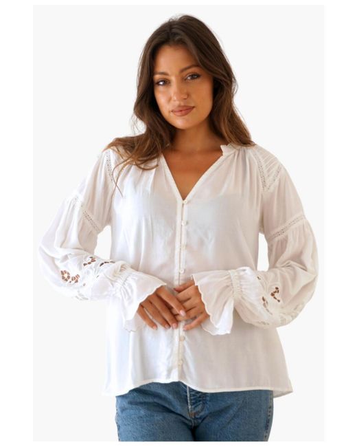 Paneros Clothing Long Sleeve Embroidered Stevie Blouse