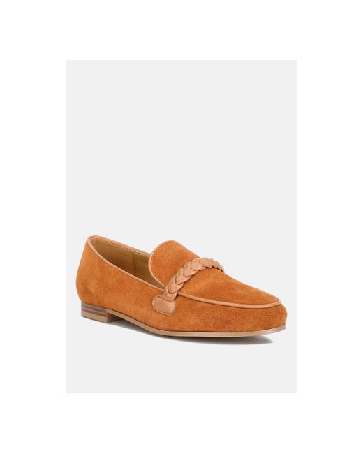Rag & Co Echo Suede Leather Braided Detail Loafers