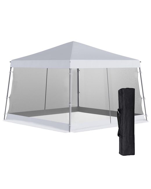 Outsunny 10 x Pop Up Canopy Foldable Tent with Carrying Bag Mesh Sidewalls and 3-Level Adjustable Height for Outdoor Garden Patio Par