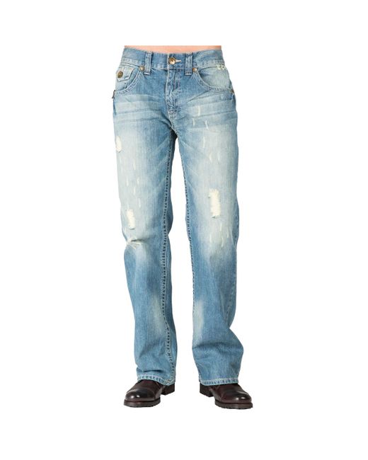 Level 7 Relaxed Straight Leg Premium Denim Jeans Zipper Trim Pockets