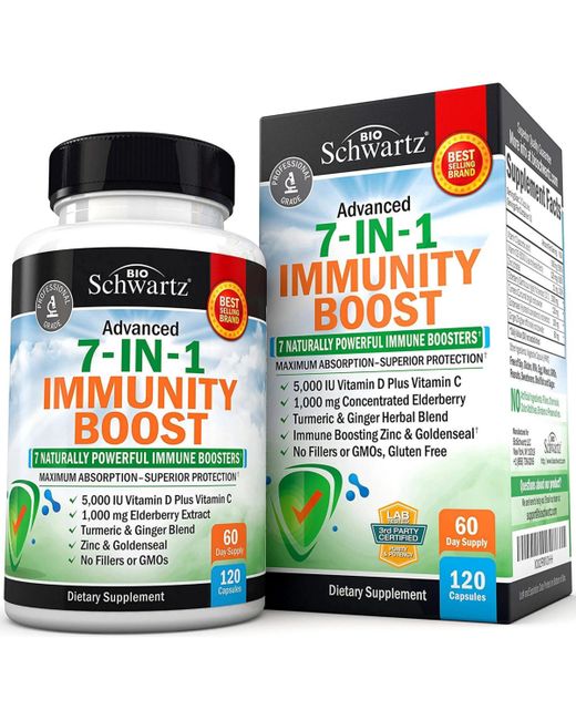 Bioschwartz Immune Support Supplement Zinc Vitamin C D3 Elderberry Goldenseal Immunity Vitamins Capsules