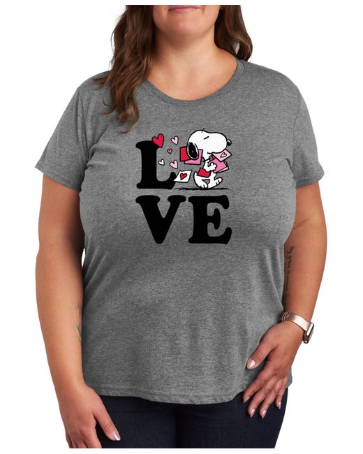 Hybrid Apparel Air Waves Trendy Plus Peanuts Snoopy Valentines Day Graphic T-shirt