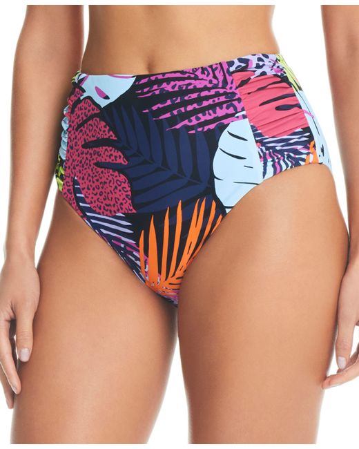 Bar III Palm Prowl Side-Ruched Bikini Bottom Created for