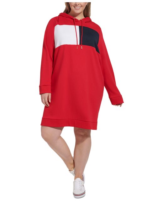Tommy Hilfiger Plus Colorblocked Hoodie Dress