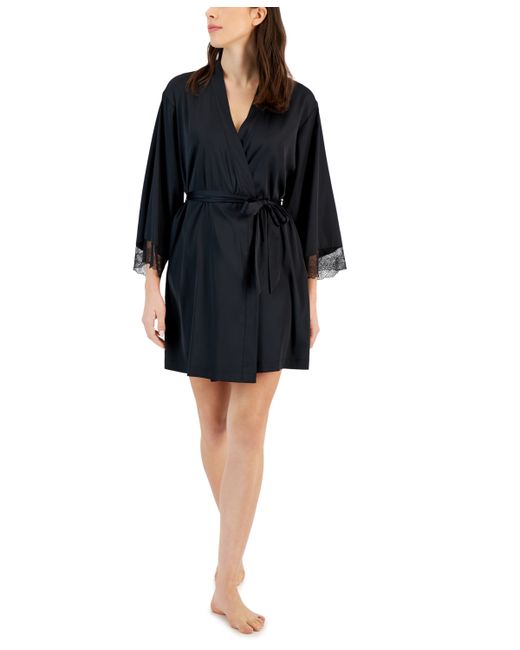 I.N.C. International Concepts Lace-Trim Stretch Satin Robe Created for
