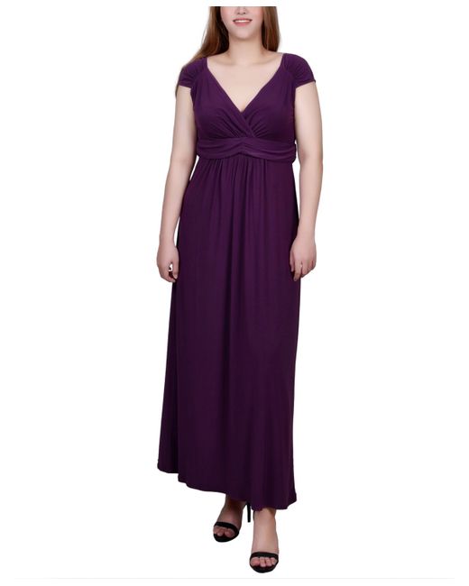 Ny Collection Petite Ruched Empire-Waist Maxi Dress