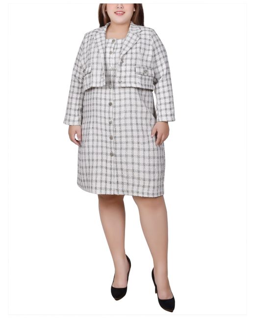 Ny Collection Plus Long Sleeve Jacket and Tweed Dress 2 Piece Set