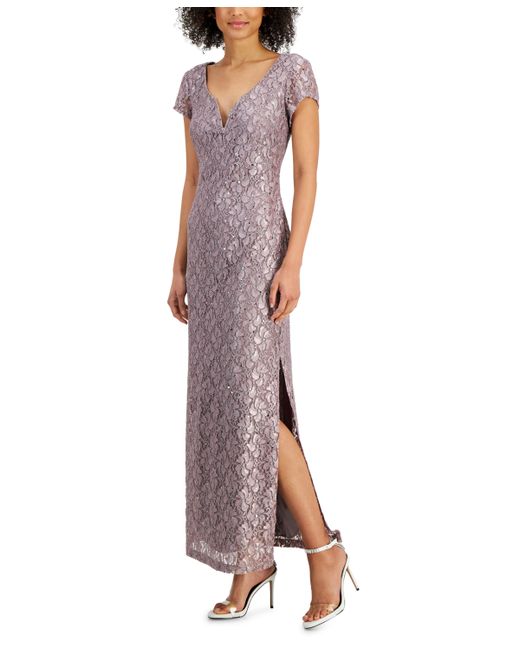 Connected Sequined-Lace Maxi Dress