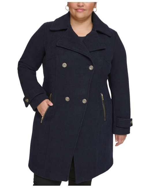 Guess Plus Notched-Collar Double-Breasted Cutaway Coat