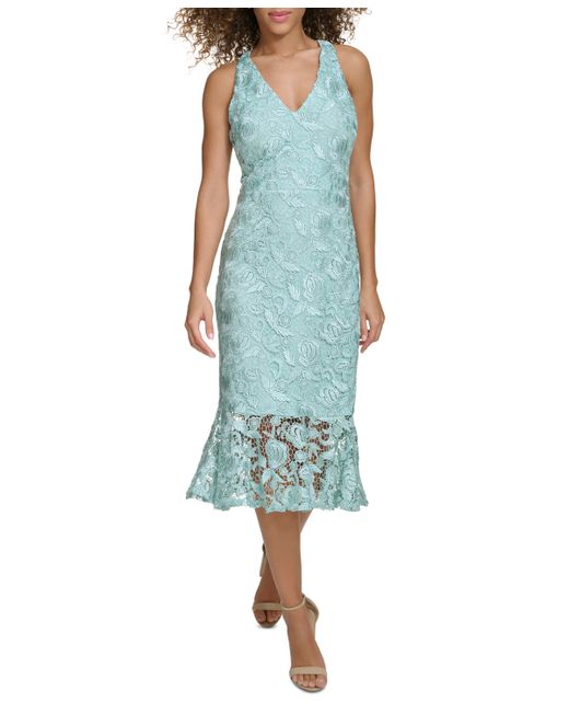 Siena Lace Flounce-Hem Midi Dress