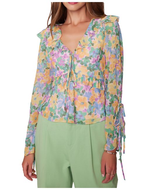 Lost + Wander Florescence Floral Print Ruffled Top