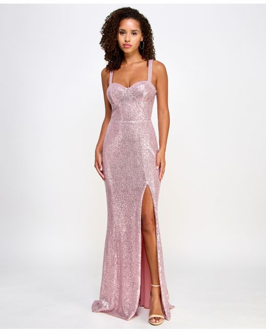 Trixxi Juniors Sweetheart-Neck Sleeveless Front-Slit Gown Created for