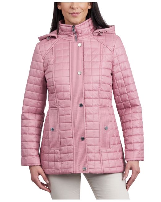 London Fog Hooded Quilted Water-Resistant Coat