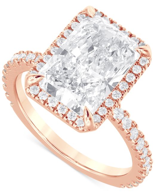 Badgley Mischka Certified Lab Grown Diamond Radiant-Cut Halo Engagement Ring 4-1/2 ct. t.w. 14k Gold