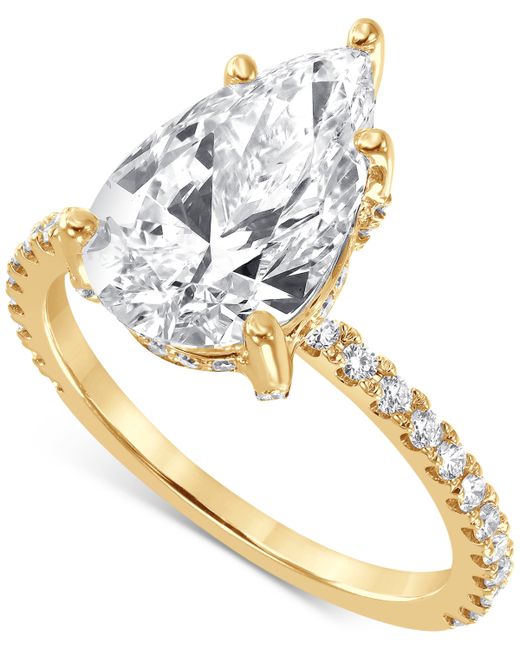Badgley Mischka Certified Lab Grown Diamond Pear Halo Engagement Ring 3-3/8 ct. t.w. 14k Gold
