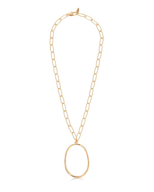 Ettika Large 18K Plated Oval Pendant Chain Link Necklace