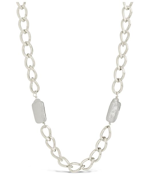 Sterling Forever Imitation Pearl Chain Necklace